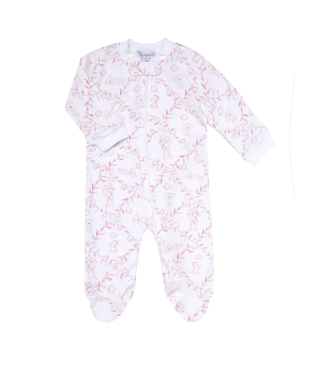 Pink Bears Trellace Zipper Footie