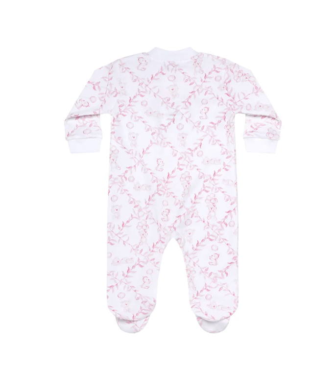 Pink Bears Trellace Zipper Footie