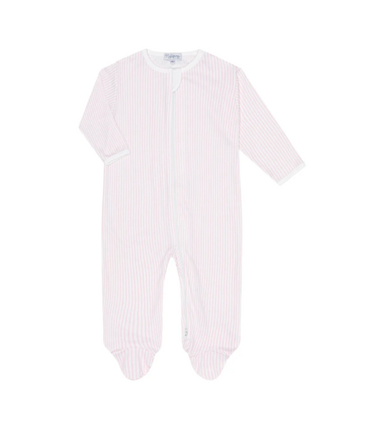 Pink Classic Stripes Zipper Footie