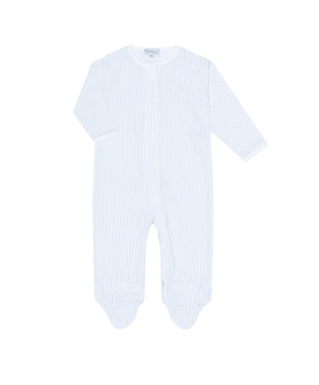 Blue Classic Stripes Zipper Footie