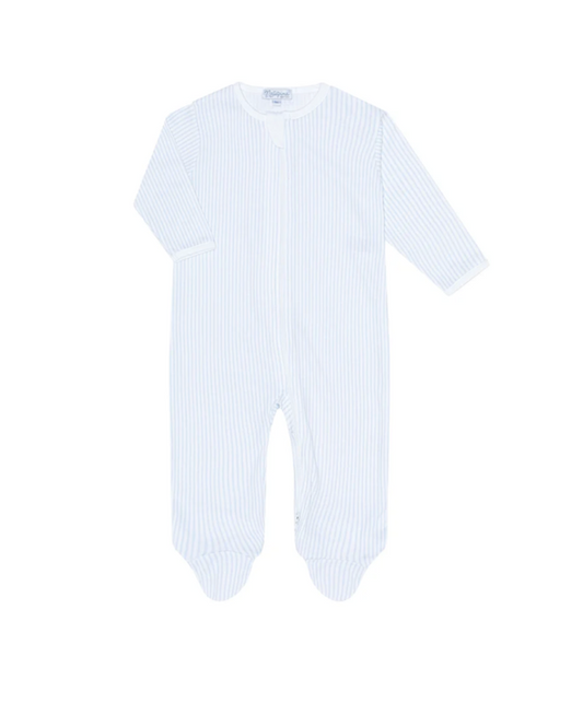 Blue Classic Stripes Zipper Footie