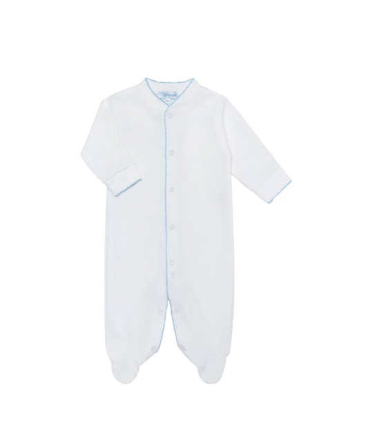 Milano Baby Footie Blue Picot Trim
