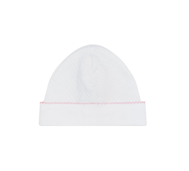Milano Baby Hat Pink Picot Trim