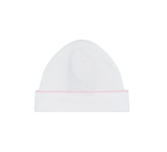 Milano Baby Hat Pink Picot Trim