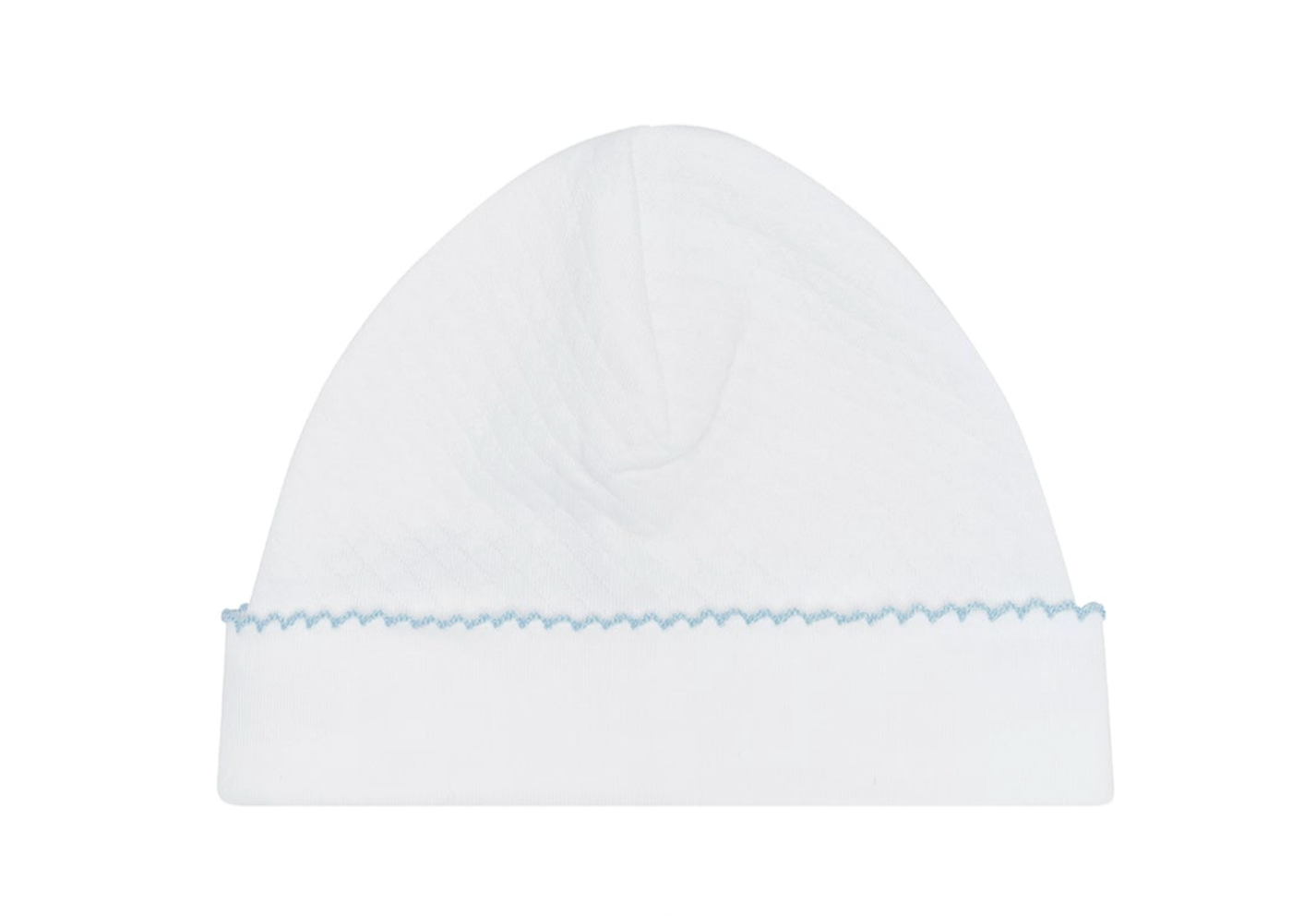Milano Baby Hat Blue Picot Trim