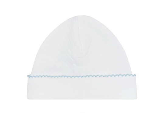 Milano Baby Hat Blue Picot Trim