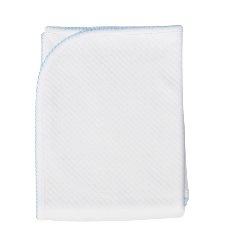 Milano Baby Blanket Blue Picot Trim