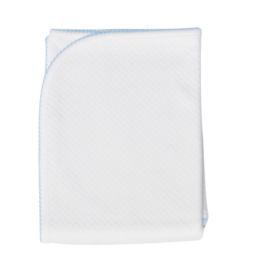 Milano Baby Blanket Blue Picot Trim