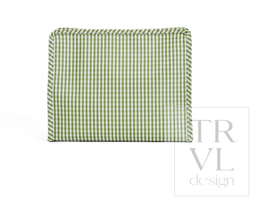 Large Roadie Zip Pouch Gingham Moss
