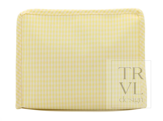 Large Roadie Zip Pouch Gingham Buttercup