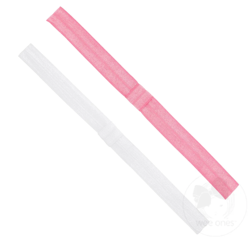 Two Pack Stretch Add-A-Bow Baby Girl Headbands- Pearl