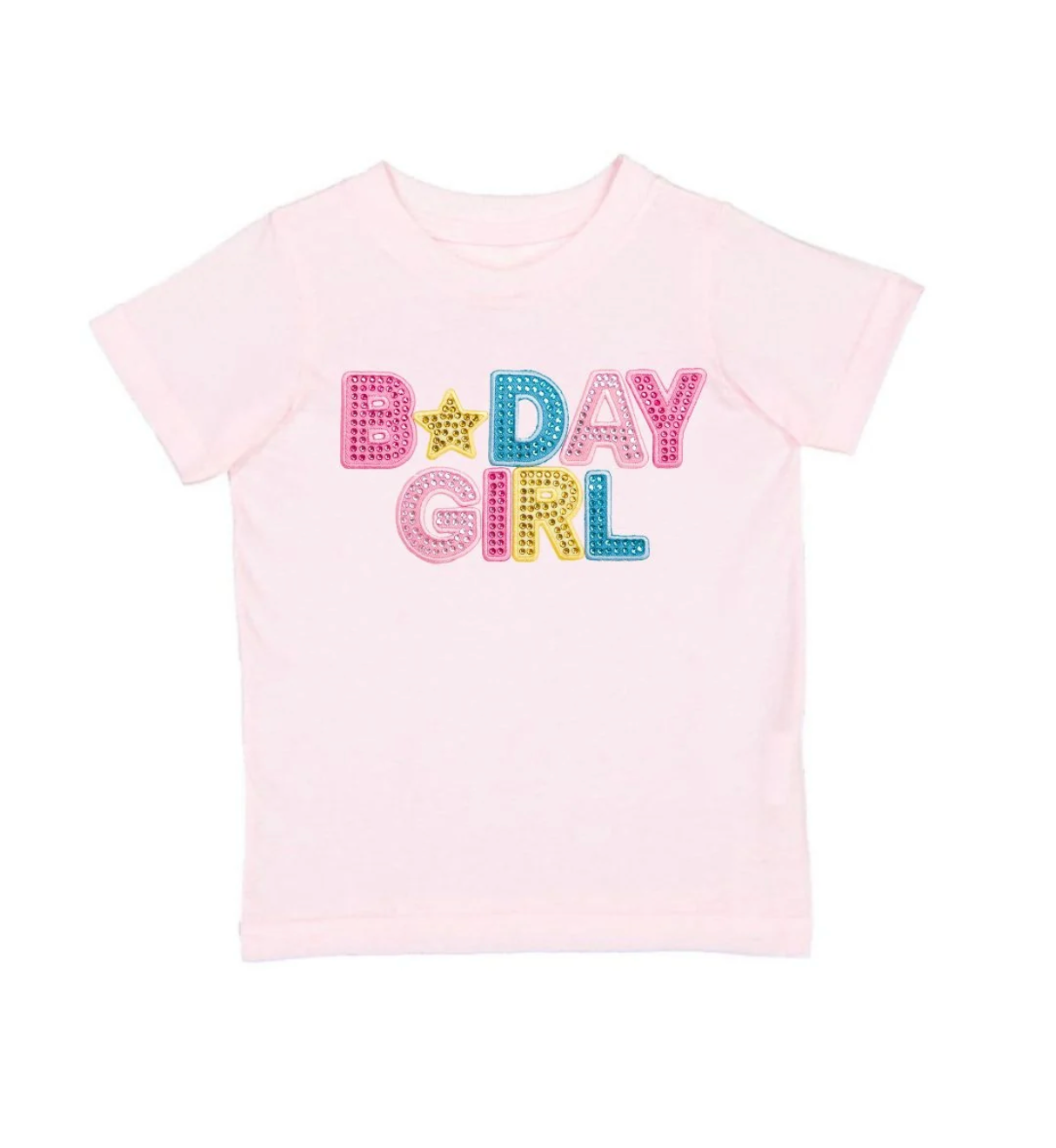 Birthday Girl Rhinestone Patch Short Sleeve T-Shirt