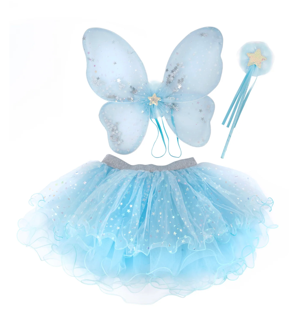 Iridescent Celestial Fairy Wings, Tutu, & Wand Set