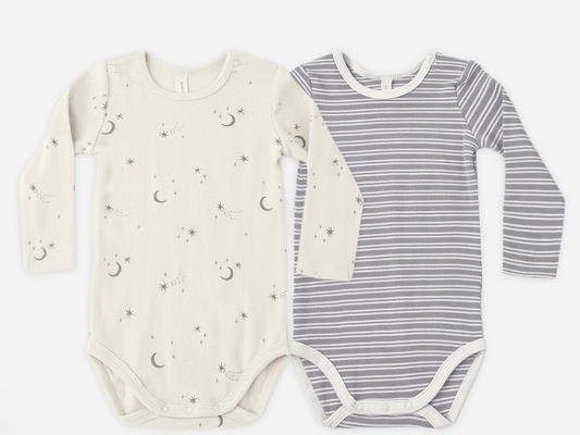 Ribbed Body Suit 2-Pack Microstripe, Celestial