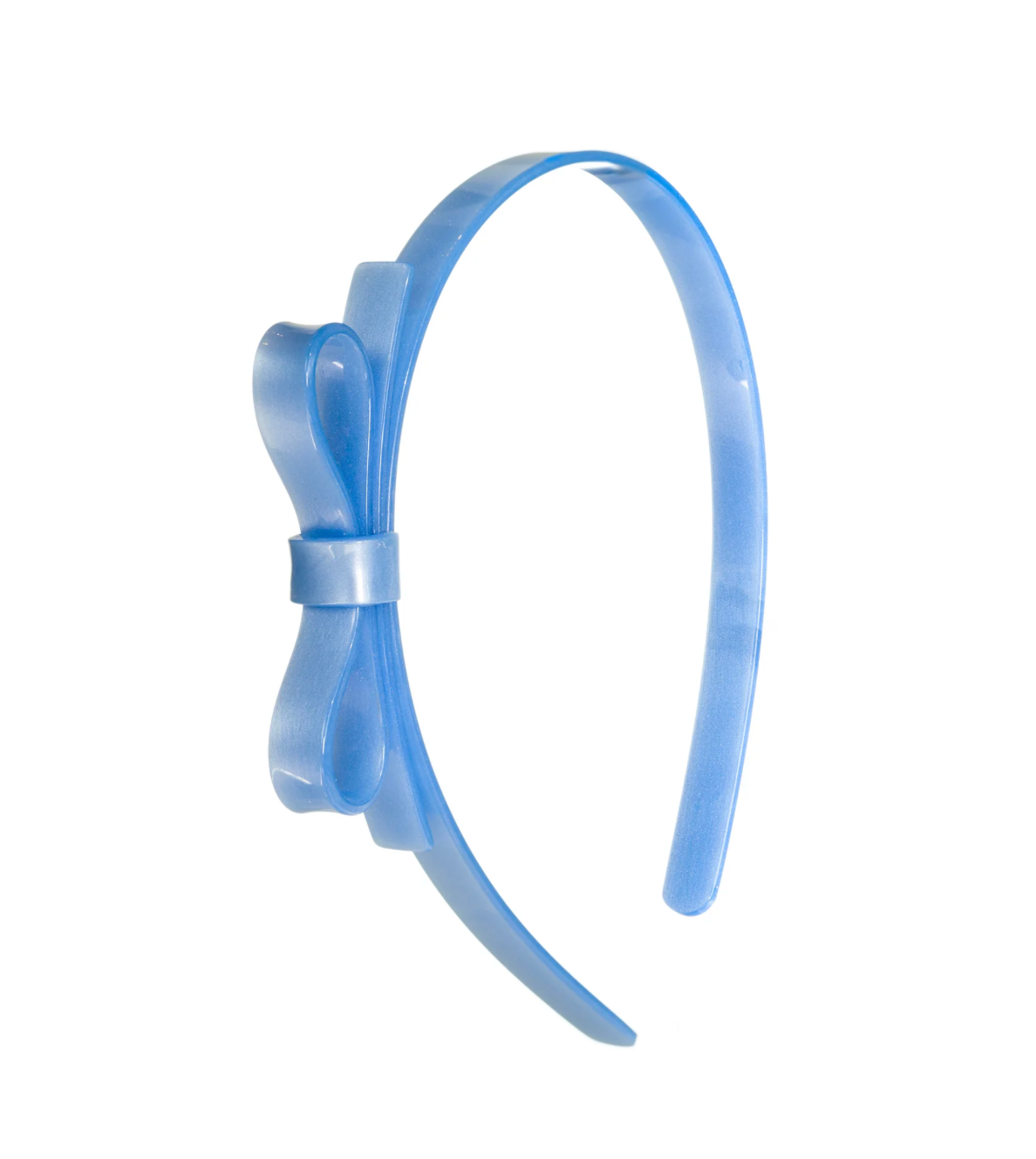 Thin Bow Blue Satin Headband