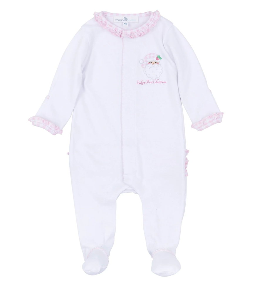 Sweet St. Nick Baby's First Christmas Footie Pink