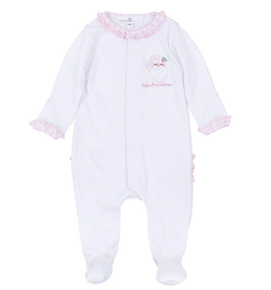 Sweet St. Nick Baby's First Christmas Footie Pink