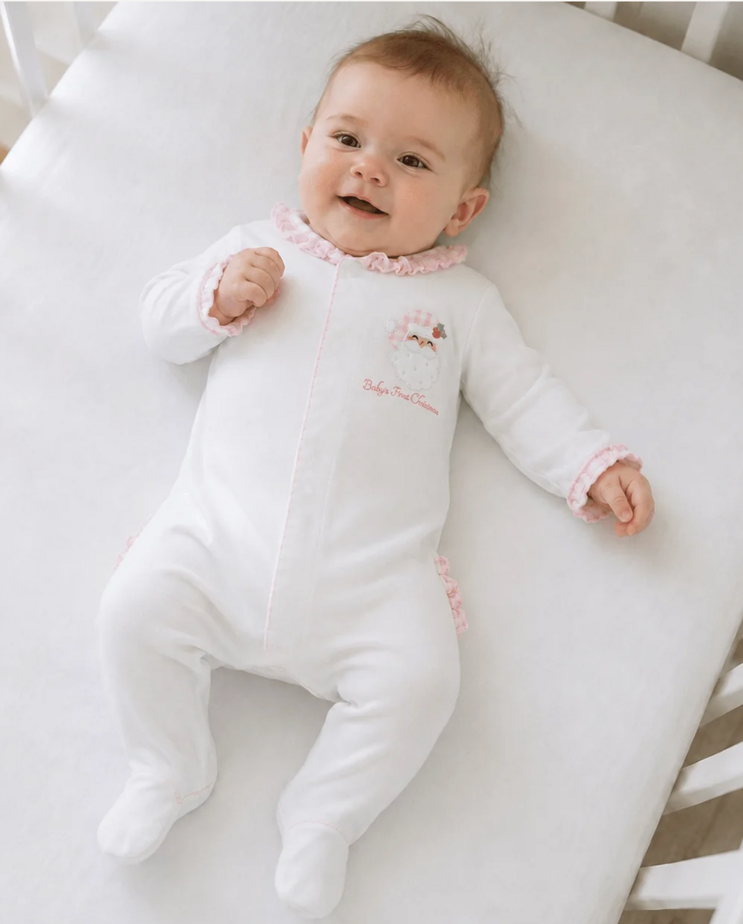 Sweet St. Nick Baby's First Christmas Footie Pink