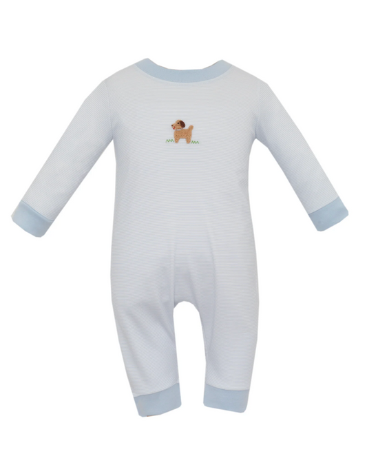 Light Blue Stripe Puppies Romper