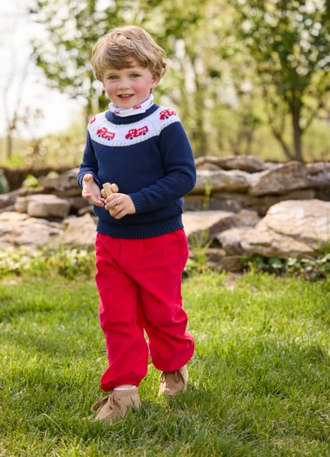 Banded Pants- Red Corduroy
