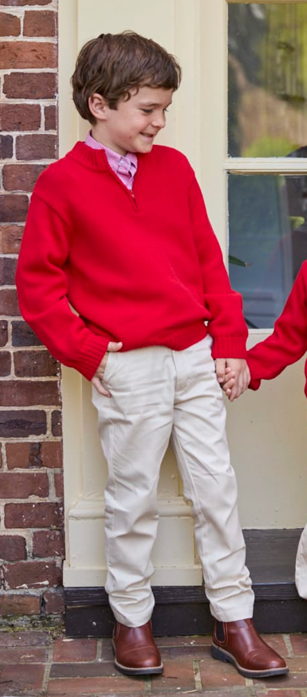 Quarter Zip Sweater- Red