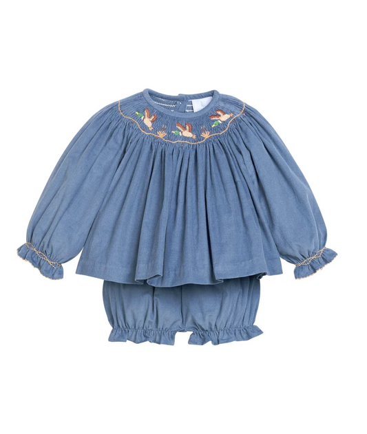 Smocked Bishop Bloomer Set- Flying Mallard