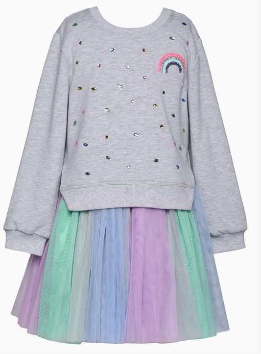 Multi Colored Sweatshirt Tutu Dress