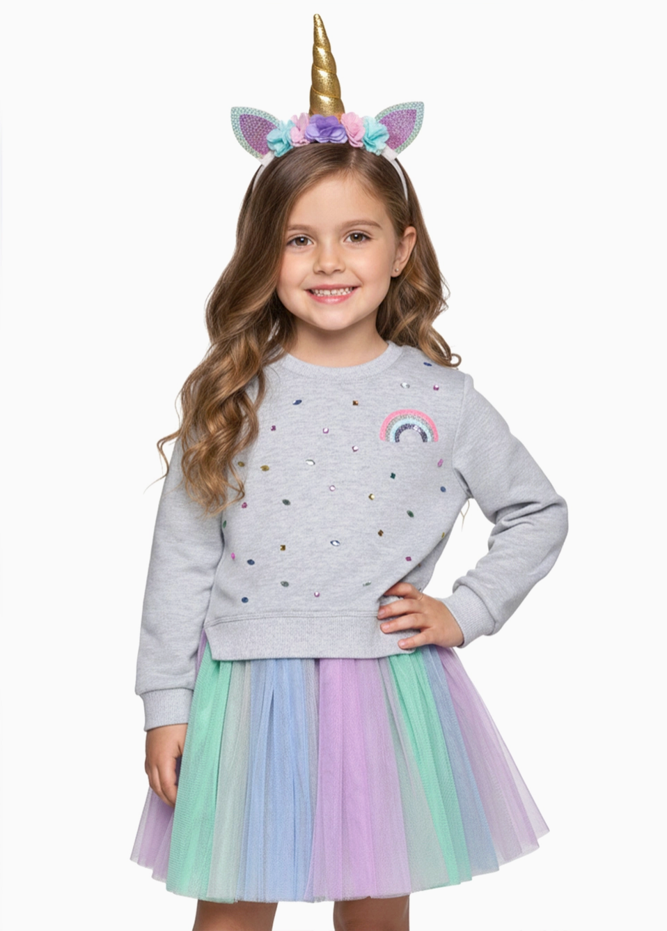 Multi Colored Sweatshirt Tutu Dress