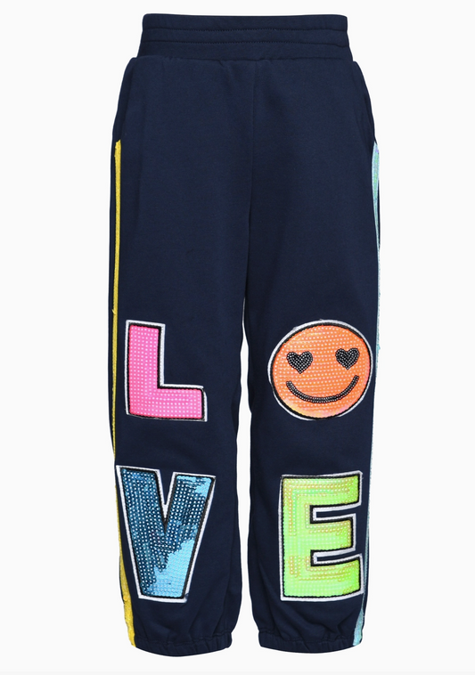 Navy Love Sequin Joggers