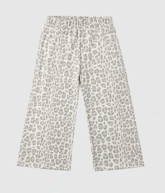 Wide-Leg Sweatpants Blue Leopard