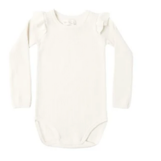 Shoulder Ruffle Bodysuit Natural