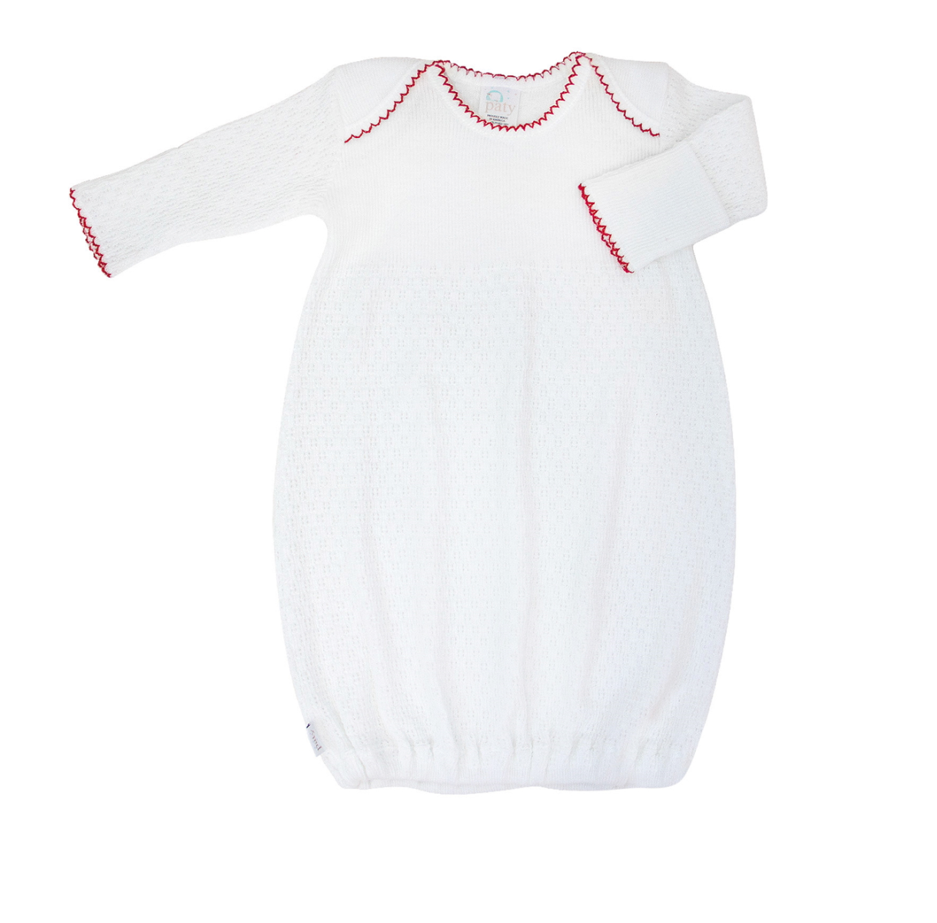 Overlap Shoulder Gown White With Red Trim