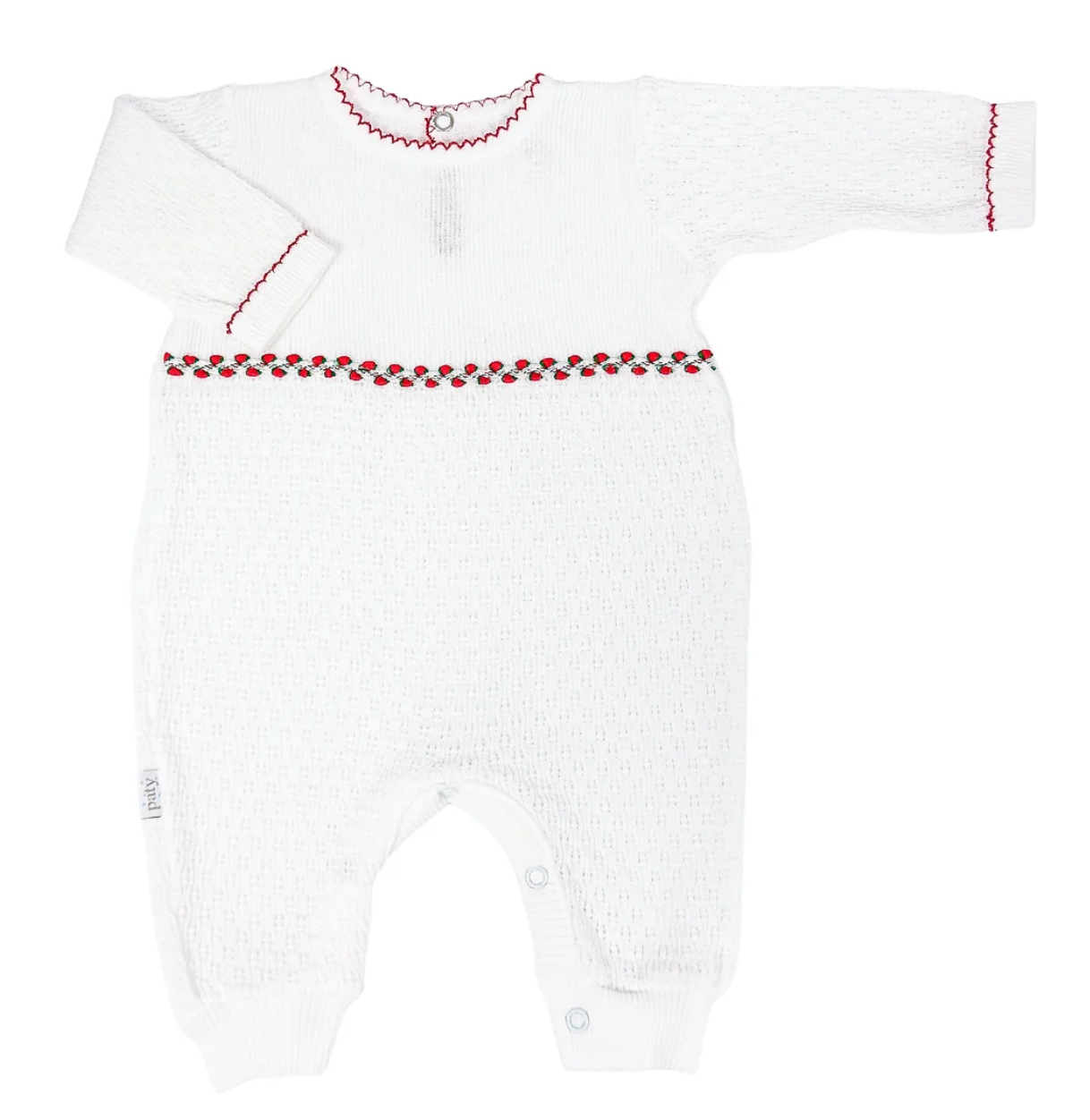 Ruth Romper White With Red Trim