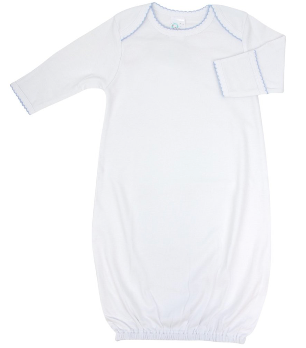 Overlap Shoulder Gown White With Blue Trim