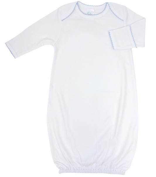 Overlap Shoulder Gown White With Blue Trim