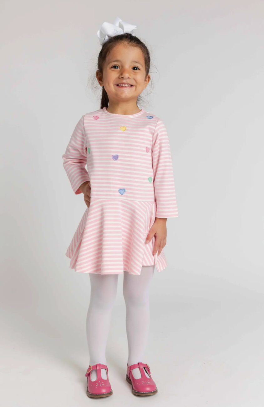 Stripe Knit Dress with Hearts