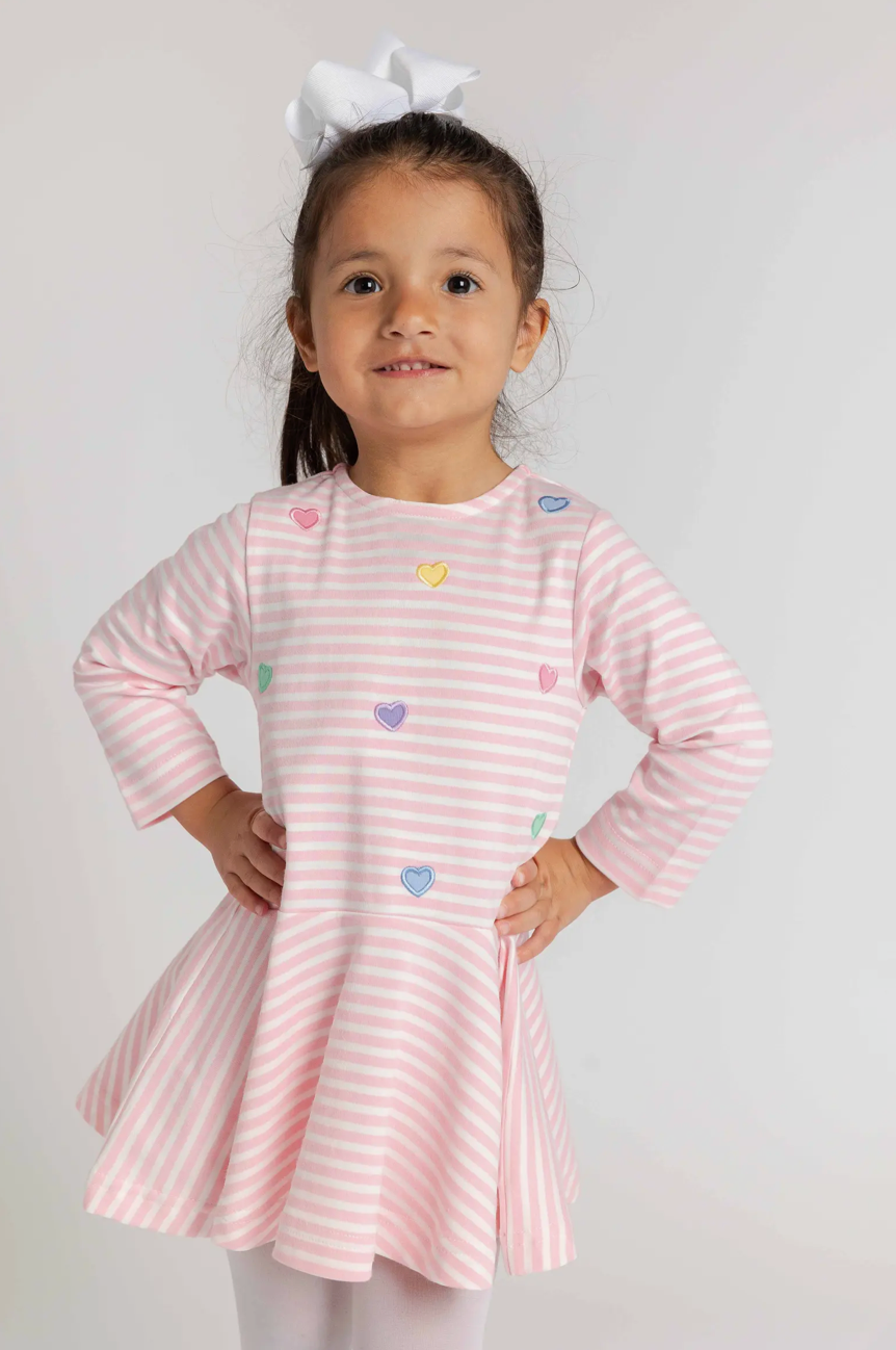Stripe Knit Dress with Hearts