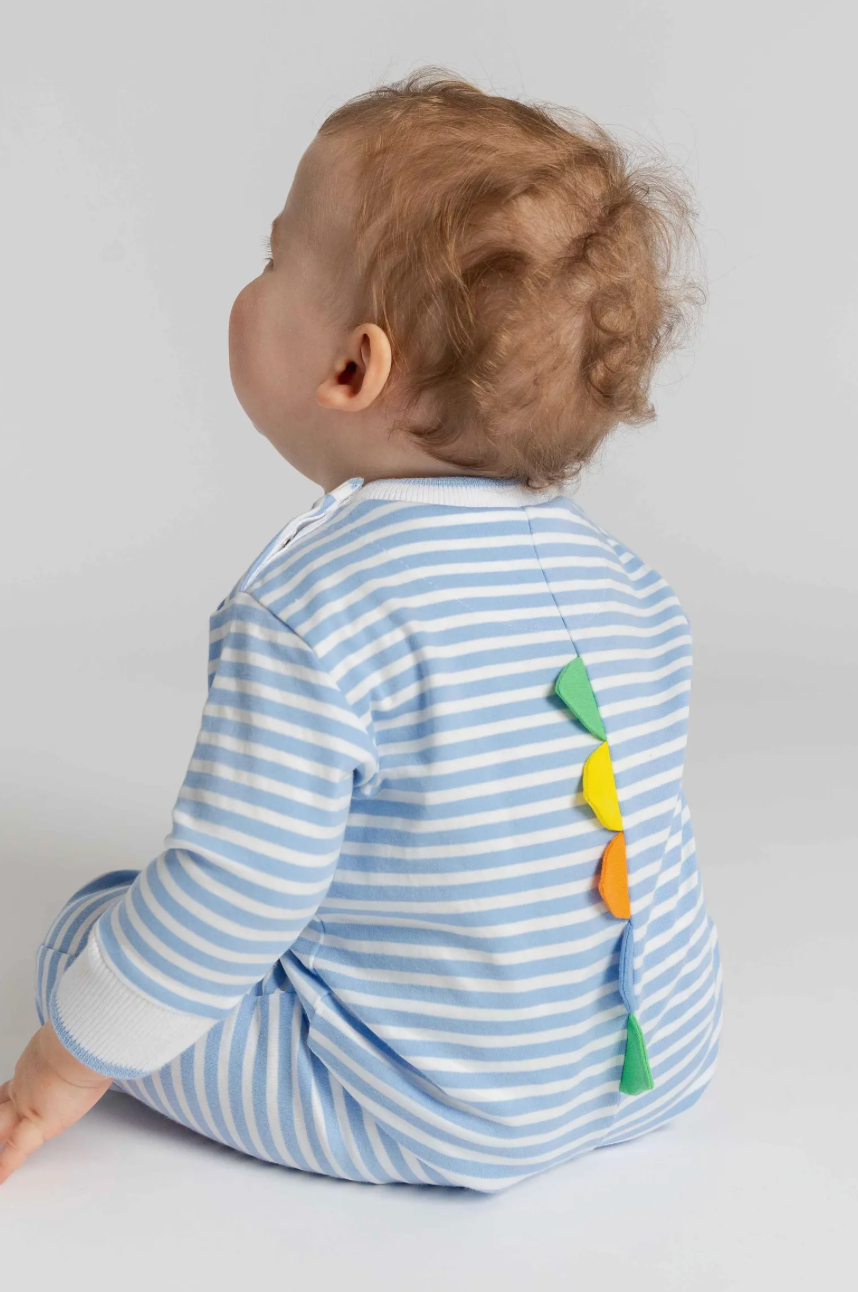 Stripe Knit Longall with Dinosaur