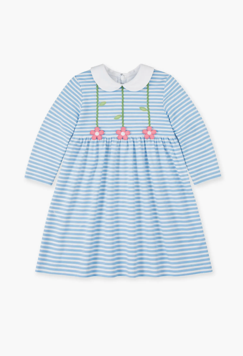 Stripe Knit Dress with Flowers