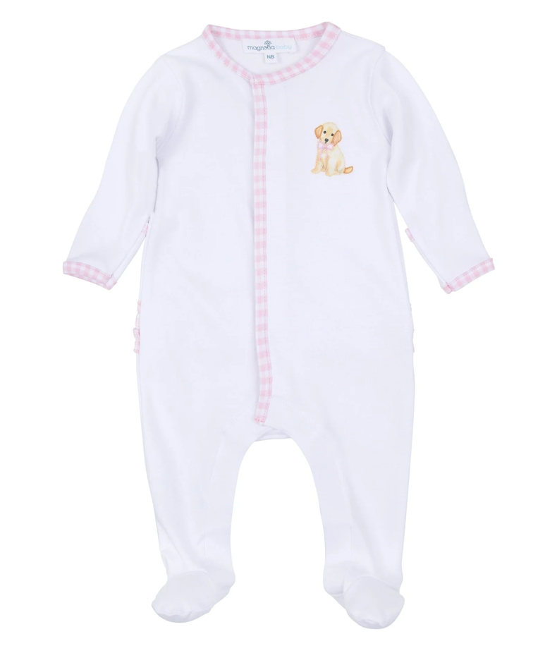 Sweet Golden Pink Ruffle Footie