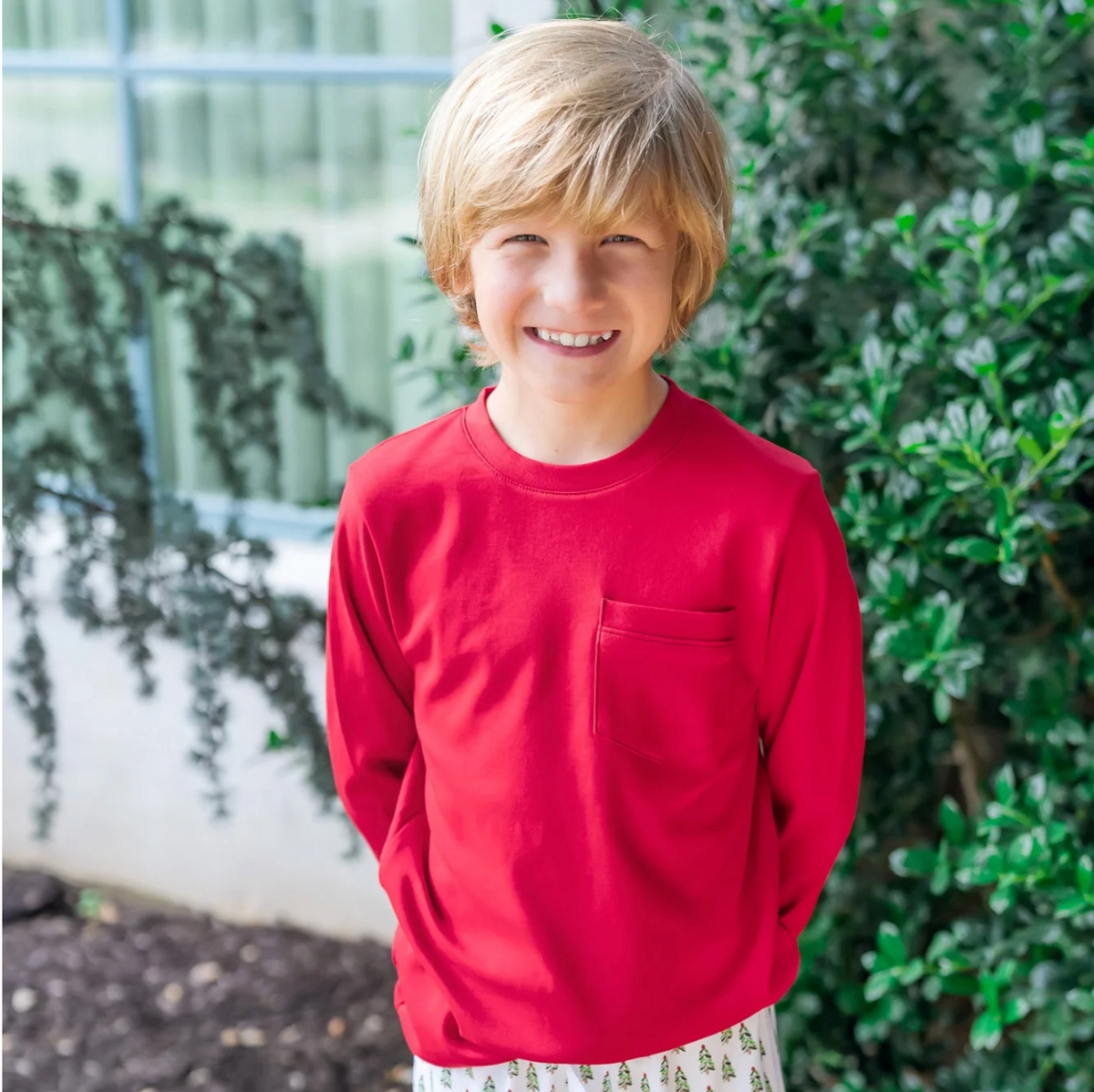 Blake Boys Longsleeve Pocket T-Shirt- Red