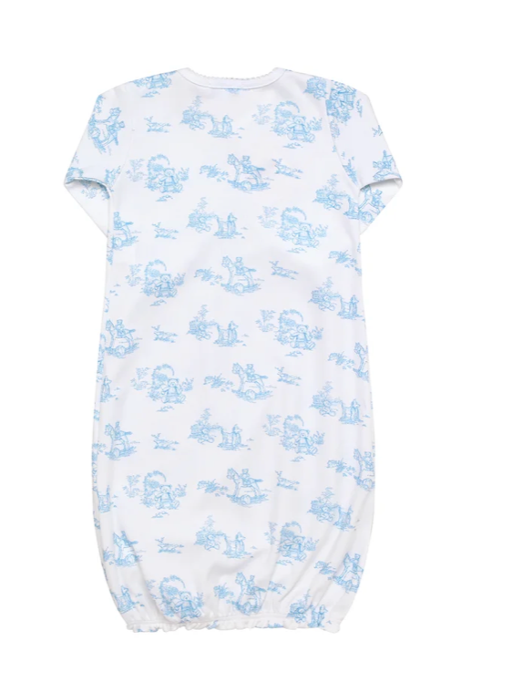 Blue Toile Baby Gown