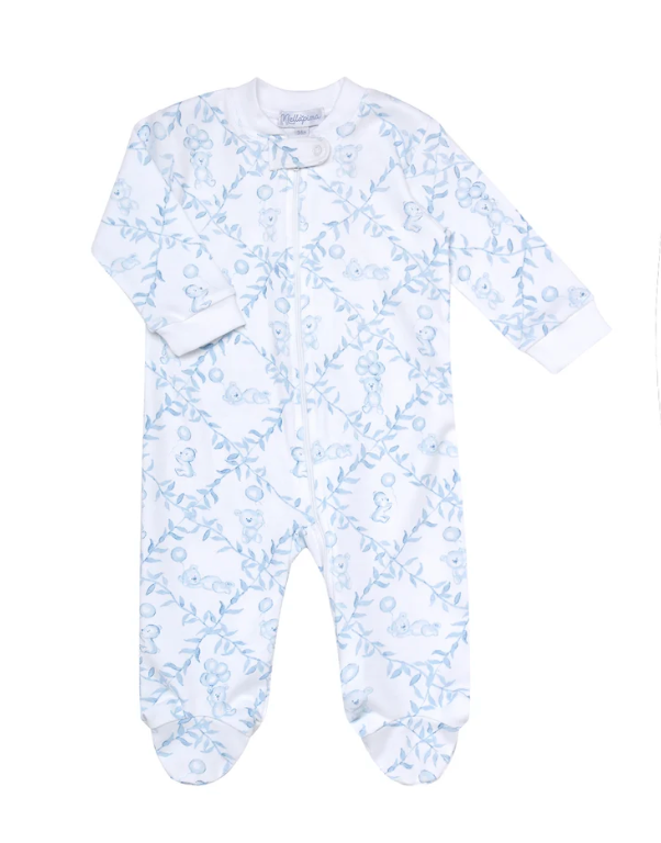 Blue Bears Trellace Zipper Footie