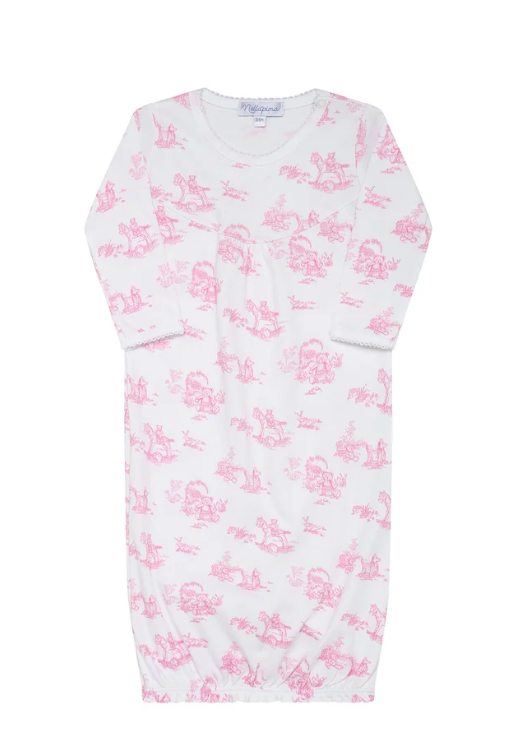Pink Toile Baby Gown