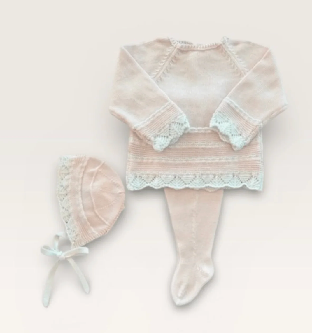 Stripe Layette 3-Piece Set Light Pink