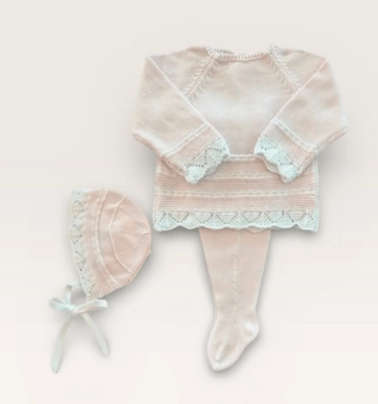 Stripe Layette 3-Piece Set Light Pink