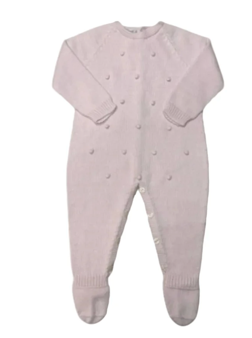 Raised Dot Footed Romper Pink