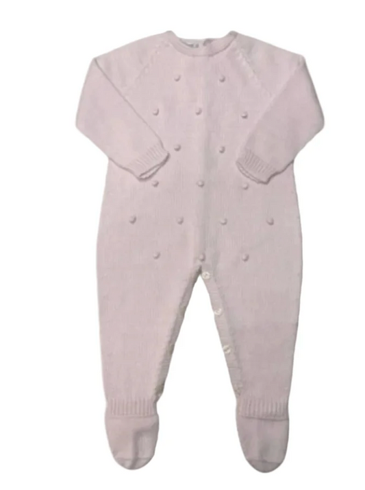 Raised Dot Footed Romper Pink