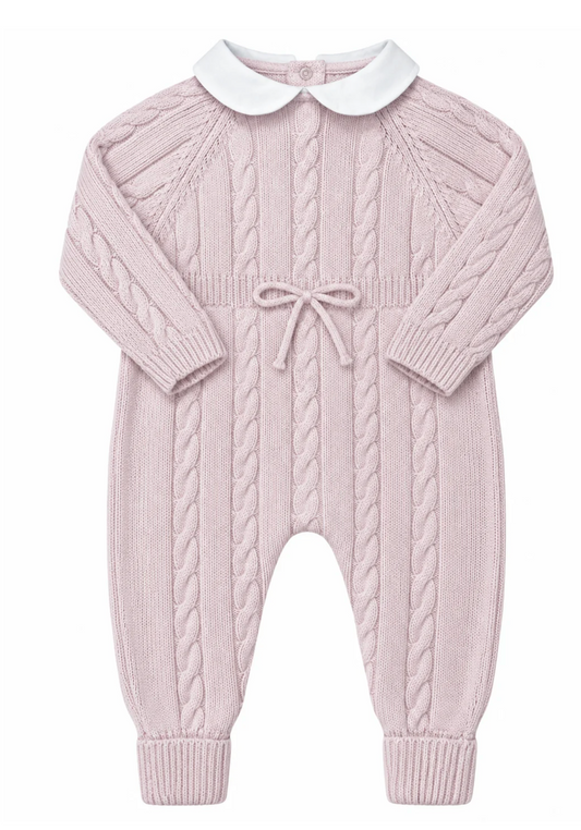 Cable Romper Light Pink