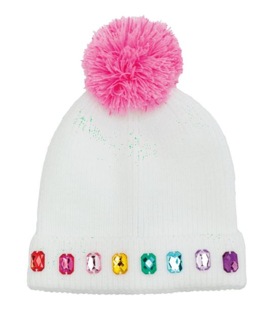 Rainbow Dot Rhinestone Beanie